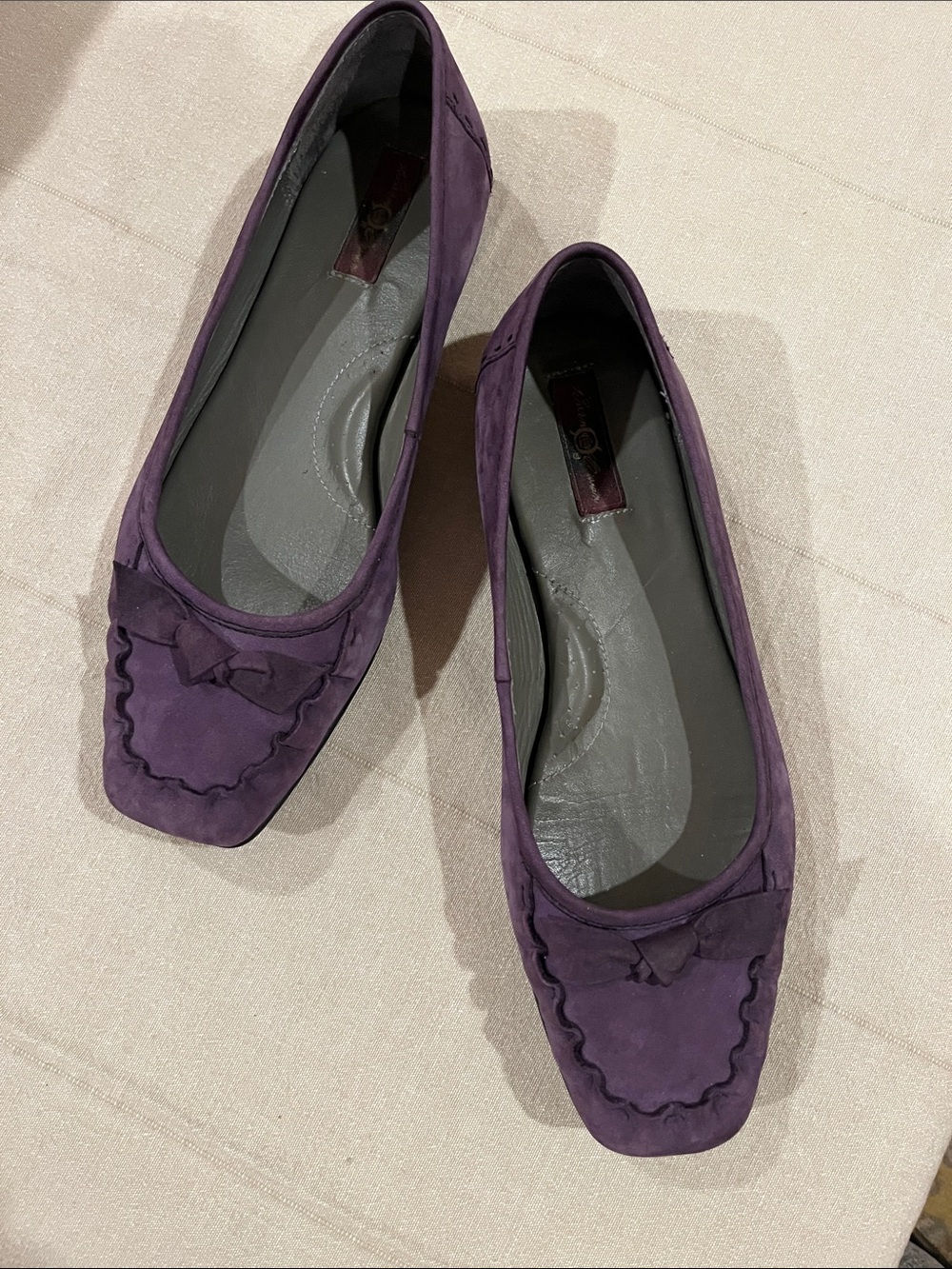 Born Purple Suede Scalloped Ballet Flats with Bow